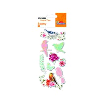 Autocollants en relief à paillettes - Oiseaux et fleurs
