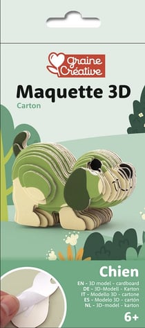 maquette adhesive carton 3d – chien – Graine Creative