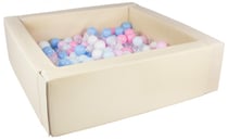 Piscine à balles carrée avec 200 balles - cappuccino/ balles multicolores