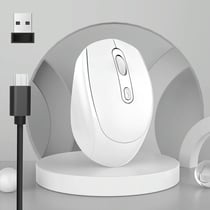 Souris Sans Fil Rechargeable 1600 DPI Ergonomique Pour Bureau Silencieuse Et Élégante Blanc YONIS