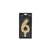 Bougie anniversaire dorée XXL chiffre 6