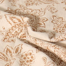 Toile de Coton  Célyan Fleuris ocre sur fond Ecru