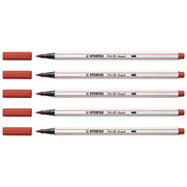 Lot de 5 feutres pointe pinceau - STABILO - Pen 68 brush - Rouge carmin
