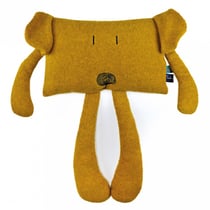 Coussin peluche Toctoc le chien ocre Les POP 40 × 26 cm - Maïlou Tradition