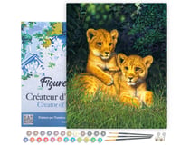 Peinture par Numéro Figured'Art avec Cadre - Lionceaux - Kit de Loisir Créatif DIY Numéro d'Art Complet - 40x50cm toile tendue sur châssis