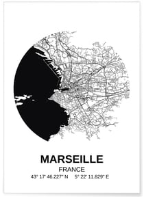 Poster Carte Marseille | A3 : 29,7x42cm