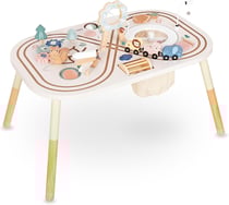 Table d'activités Bois Enfant - HyperMotion - Boucle Motrice avec Perles, Trieuse de Forme, Hochet