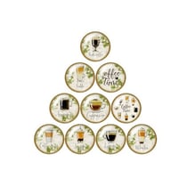 10 cabochons rond en verre assorties 25 mm CAFE CAPUCCINO