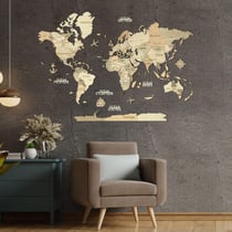 Carte du Monde en Bois 3D CREATIFWOOD Claire, M (100 x 70 cm) - Décoration Murale