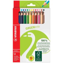 Lot de 24 crayons de couleur STABILO GREENtrio - Mine épaisse 4,2 mm - Assortis