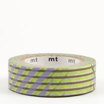 Masking tape - Rayures vertes et violettes (stripe-checked green) - 10 m x 15mm