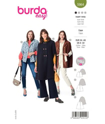 Patron Burda 5964 - Cape avec fentes de manche et petit col du 36 au 50 (FR) taille n°FR 36-50