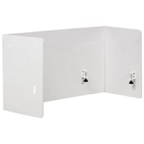 Séparateur de Bureau Complet Blanc Cassé en PET Acoustique Recouvert de Tissu 120 x 60 cm avec Pinces de Fixation