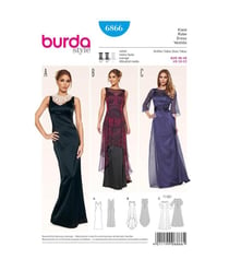 Patron Burda 6866 Robe de soirée du 36 au 48 taille n°FR 36-48