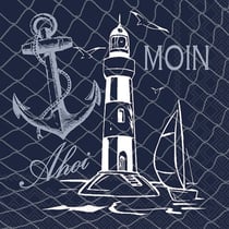 Lot de 4 serviettes en papier découpage collage 33 cm PHARE ANCRE M 126