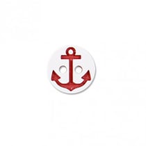 Lot de 3 boutons 2 trous ancre marine blanc/rouge 13mm