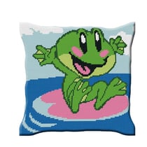LUC - Kit coussin demi-point de croix Grenouille 40x40 cm