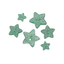 Lot de 3 boutons étoile pailleté vert d'eau
