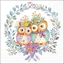 Lot de 4 serviettes en papier découpage collage 33 cm CHOUETTES A 610