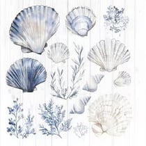 4 serviettes en papier découpage collage 33 cm COQUILLAGE