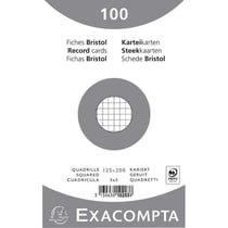 Fiches bristol - 125x200mm - Petits carreaux - Non perforées - Blanc - Lot de 100 - Exacompta