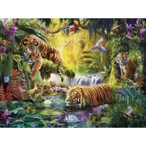 Puzzle famille de tigre au bord de la riviere - 1500 pieces collection animaux sauvages - ravensburger - 160051