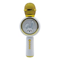 Microphone Enfant Bluetooth Portable Rose Son Clair Et Effets Magiques Blanc YONIS