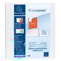 Classeur PP personnalisable Kreacover - 4 anneaux en D 50mm - A4 maxi - Blanc - x 10 - Exacompta