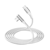 Force Power Câble USB-C vers USB-C 3A PD 60W Conception Coudé à 90° en Nylon Tressé 2m Blanc