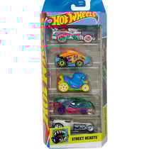 Pack de 5 véhicules hot wheels : street beasts - mattel - jbj90 - set voitures miniatures