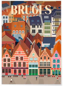Affiche ville Bruges 2 | A3 : 29,7x42cm