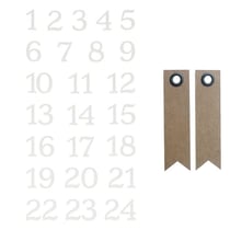 24 stickers floqués Chiffres Misty Winter + 20 étiquettes kraft Fanion