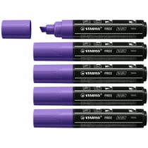 Lot de 5 Marqueurs peinture pointe large - STABILO - Violet - Gamme FREE acrylic T800C