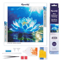 Mini Diamond Painting Broderie Diamant Figured’Art 25x25cm toile entière roulée avec diamants ronds - Lotus Blanc Brillant