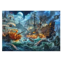 Puzzle bateaux pirates et creatures de la mer 1000 pieces - bataille navale - clementoni - 39777