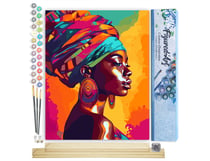 Peinture par Numéro Figured'Art - Dame africaine lumineuse - Kit de Loisir Créatif DIY Numéro d'Art Complet - 40x50cm toile roulée + châssis en bois à monter