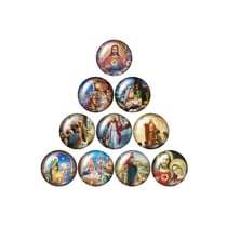10 cabochons rond en verre assorties 25 mm RELIGION B