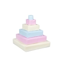 Pyramide - lot de 6 gros blocs blanc rose pastel bleu pastel - Velinda