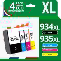 123CONSOMMABLES - 934XL 935XL - Cartouches d'encre Compatible pour HP 934 XL 935 XL pour HP Officejet Pro 6230 6830 Officejet 6820 (pack de 4) - 123CONSOMMABLES