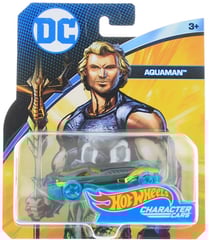 Hot wheels : voiture aquaman 1:64 - véhicule miniature or et bleue - collection batman - mattel dxm53