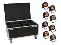 EUROLITE Set 8x led ip par 12x9w scl spot + boitier à roulettes