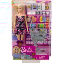 Coffret barbie le supermarché avec poupée barbie + accessoires - 21 piéces - poupée mannequin - mattel - gtk94