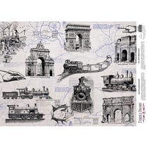 Feuille papier calque, papier velin scrapbooking Fabrika Decoru 30 x 42 cm MONUMENT RETRO 259