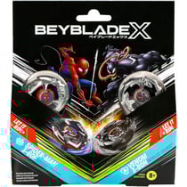 Coffret pack 2 toupies beyblade x : spider-man 3-60f et venom 3-80n - type défense et attaque - pack toupie et lanceur - hasbro g0288