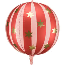 Ballon Aluminium Hélium Rouge Mat avec Étoiles Dorées   Ø50 cm