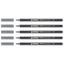Lot de 5 feutres de coloriage pointe ronde moyenne - EDDING - Gris Argent - 2 mm