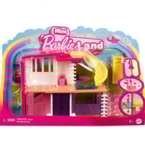 Coffret mini barbieland : la maison de poupée avec piscine et toboggan + 1 figurine + accessoire - barbie - mattel hyf47