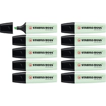 Lot de 10 surligneurs - STABILO - BOSS ORIGINAL Pastel - Pointe biseautée 2-5 mm - Vert pastel