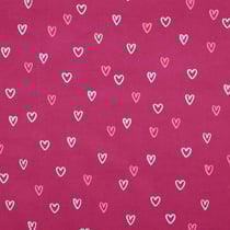 Tissu Velours milleraies imprimé Coeurs roses sur fond Rose fuchsia