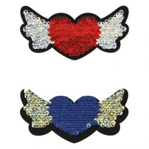 Lot de 3 écussons thermocollants paillettes réversibles 9x4cm coeur